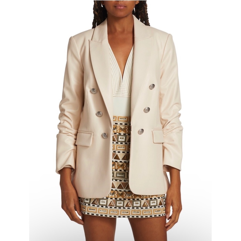 SOLD - NEW WITHOUT TAGS VERONICA BEARD Beacon Dickey Faux Leather Ecru Jacket 4 - Picture 2 of 15